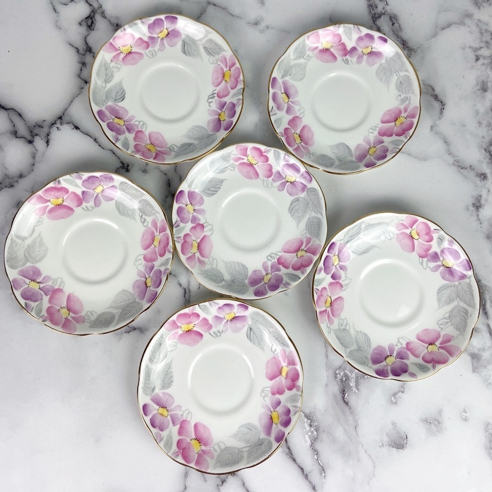 Coalport Bone China Vintage Floral Bread & Butter Plates: Set of 6